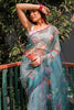 Baby Blue Digital Printed With Handwork Saree
