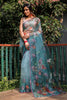 Baby Blue Digital Printed With Handwork Saree