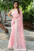 Baby Pink Plain Dyed With Chikankari Saree
