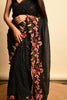 Black Georgett Silk With Sequence  Embroidery Work Saree