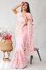 Baby Pink Georgett Silk With Embroidery Work Saree