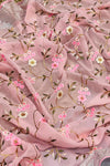 Baby Pink Georgett Silk With Embroidery Work Saree