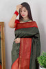 Green Lichi Silk Saree With Copper Zari Weaving