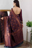 Navy Blue Lichi Silk Saree With Copper Zari Weaving