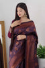 Navy Blue Lichi Silk Saree With Copper Zari Weaving