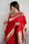 Red Soft Silk Saree With Zari Weaving