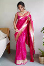 Rani Pink Soft Silk Saree With Zari Weaving