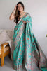 Sea Green Kashmiri Silk Saree With Zari Weaving