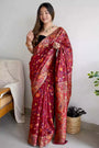 Maroon Kashmiri Silk Saree With Zari Weaving