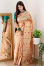 Light Orange Organza Saree With Zari Weaving