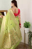 Pista Green Organza Saree With Zari Weaving