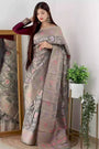 Gray Organza Saree With Zari Weaving