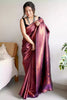 Purple Soft Silk Saree With Copper Zari Weaving