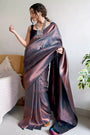 Rama Color Soft Silk Saree With Copper Zari Weaving