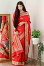 Red Soft Silk Saree With Zari Weaving
