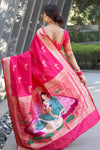 Pink Soft Silk Saree With Zari Weaving