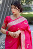 Pink Soft Silk Saree With Zari Weaving