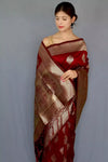 Maroon Soft Silk Saree With Zari Weaving
