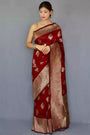 Maroon Soft Silk Saree With Zari Weaving