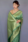 Light Green Soft Silk Saree With Zari Weaving
