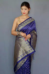Blue Soft Silk Saree With Zari Weaving