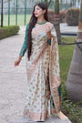 White Soft Silk Saree With Zari Weaving