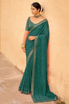 Dark Green   Bandhani Design Silk Saree With Embroidery Work Blouse