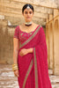 Red Bandhani Design Saree With Embroidery Work Blouse