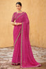 Fuscia Pink Bandhani Design Silk Saree With Embroidery Work Blouse