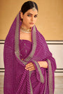 Plum Purple Bandhani Design Silk Saree With Embroidery Work Blouse