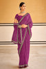 Plum Purple Bandhani Design Silk Saree With Embroidery Work Blouse