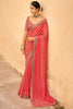 Strawberry Pink Bandhani Design Silk Saree With Embroidery Work Blouse