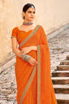 Carrot Orange Bandhani Design Silk Saree With Embroidery Work Blouse
