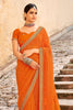 Carrot Orange Bandhani Design Silk Saree With Embroidery Work Blouse