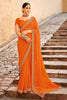 Carrot Orange Bandhani Design Silk Saree With Embroidery Work Blouse