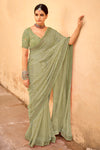 Pear Green  Bandhani Design Silk Saree With Embroidery Work Blouse