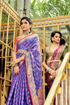 Blue And Pink Combination Banarasi Silk Saree