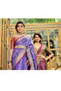 Traditional Blue Silk Saree With Attached Pink Blouse for Woman
