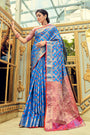 Sky Blue Pure Banarasi Saree With Rich Pallu Latest Designer With Blouse