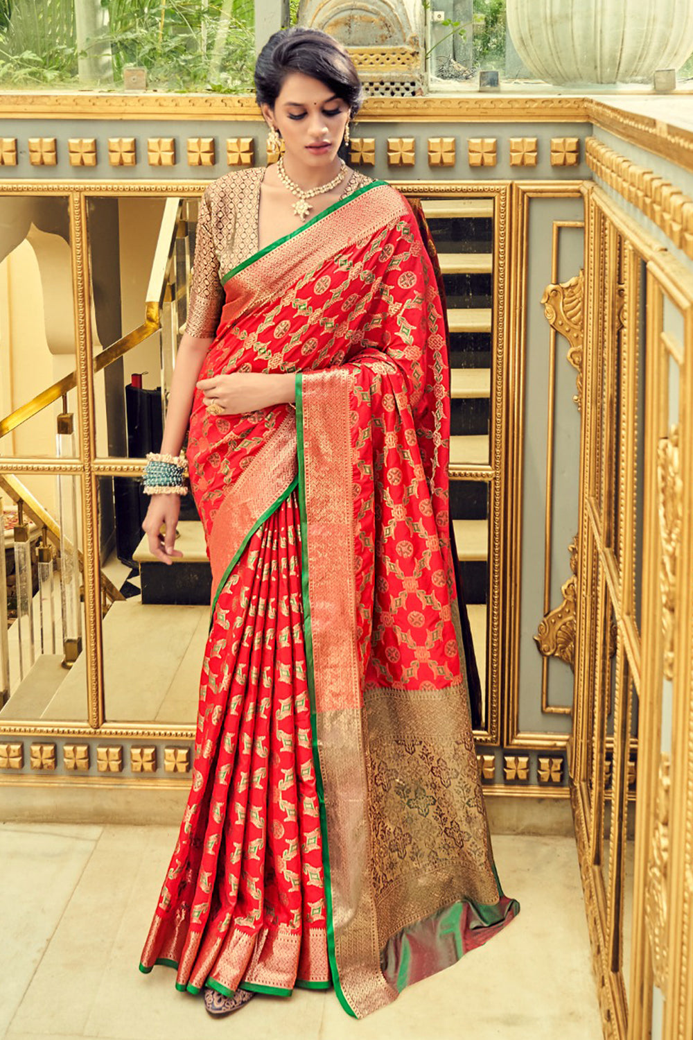 Red Bridal Wedding Banarasi Silk Saree