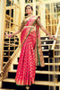 Pink Soft Banrasi Silk Saree with Woven Zari Design With Green Blouse