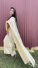 White & Golden Zari Woven Kanjivaram Saree With Blouse