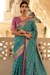 Morpich Zari Woven Patola Design Saree With Pink Blouse