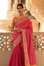 Pink Zari Woven Patola Design Saree With Orange Blouse