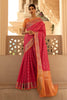 Pink Zari Woven Patola Design Saree With Orange Blouse
