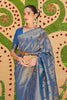 Blue Handloom Zari Weaving Silk Saree With Blouse