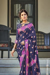 Blue banarasi designer silk saree 
