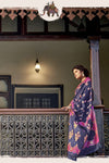Berry Blue Banarasi Silk Saree With Matching Blue Blouse