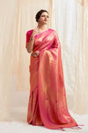 Pink Golden Zari Shine Kanjivaram  Saree